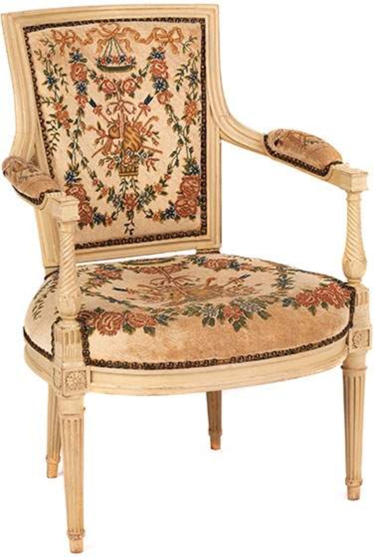 Pair of Louis XVI armchairs, signed ''M. Jullien''Height: 87.5 cm. Width: 75 cm. Depth: 48 cm. - Bild 4 aus 5