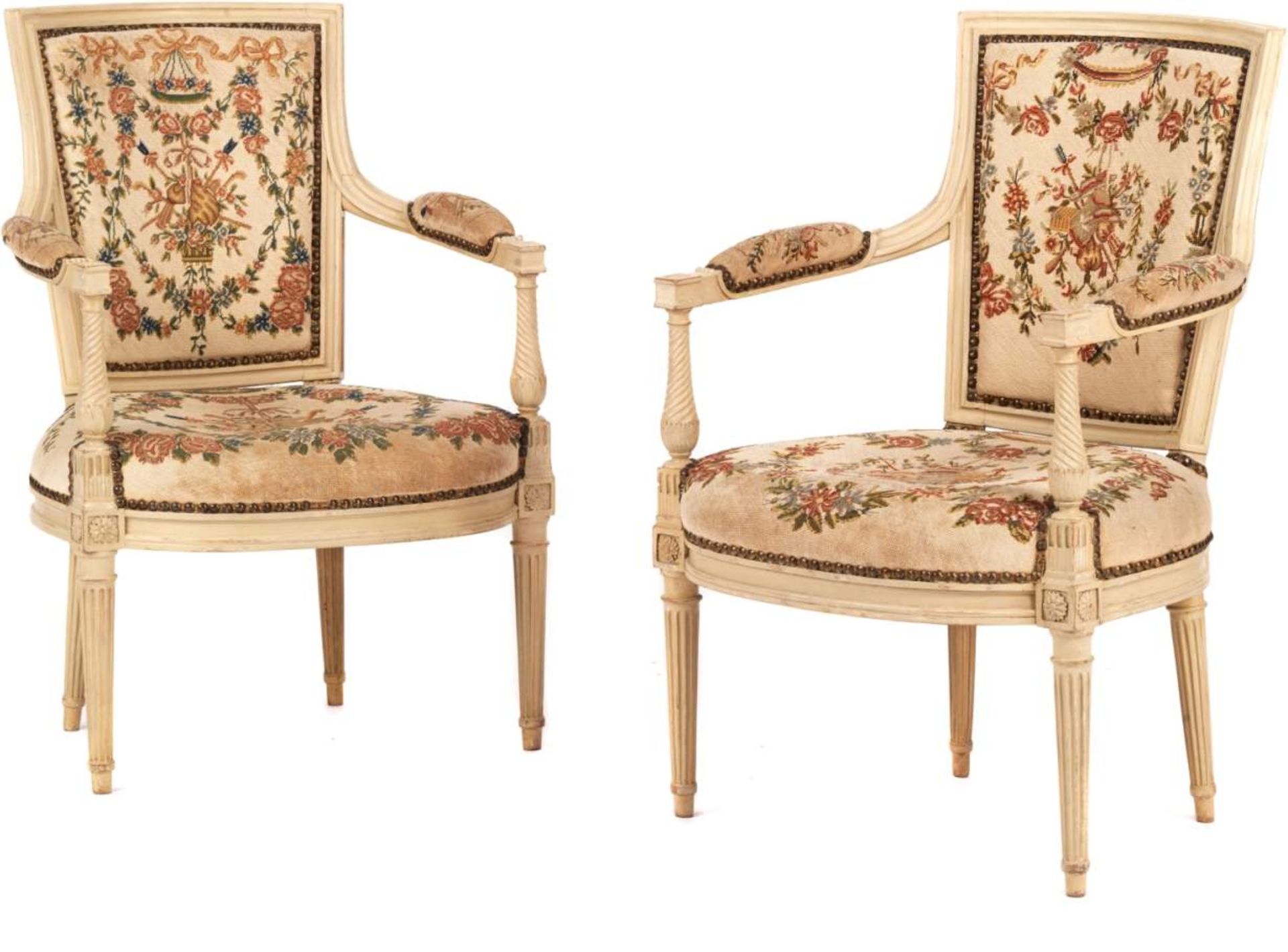 Pair of Louis XVI armchairs, signed ''M. Jullien''Height: 87.5 cm. Width: 75 cm. Depth: 48 cm. - Bild 5 aus 5