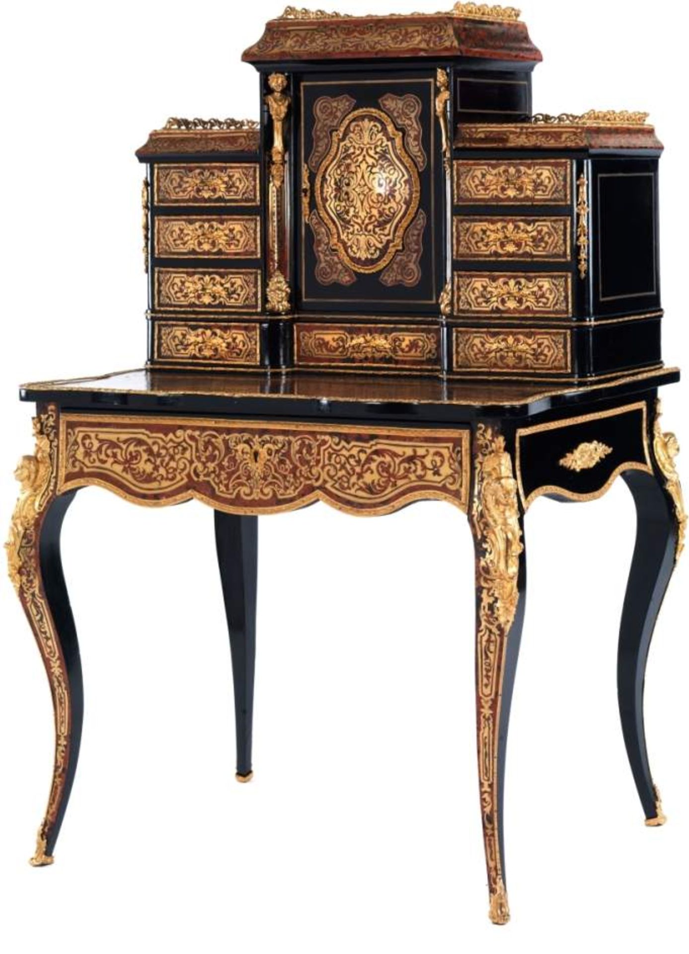 Magnificent Napoleon III bureau cabinet with Boulle-style marquetryHeight: 132 cm. Width: ca. 89 cm. - Bild 5 aus 5