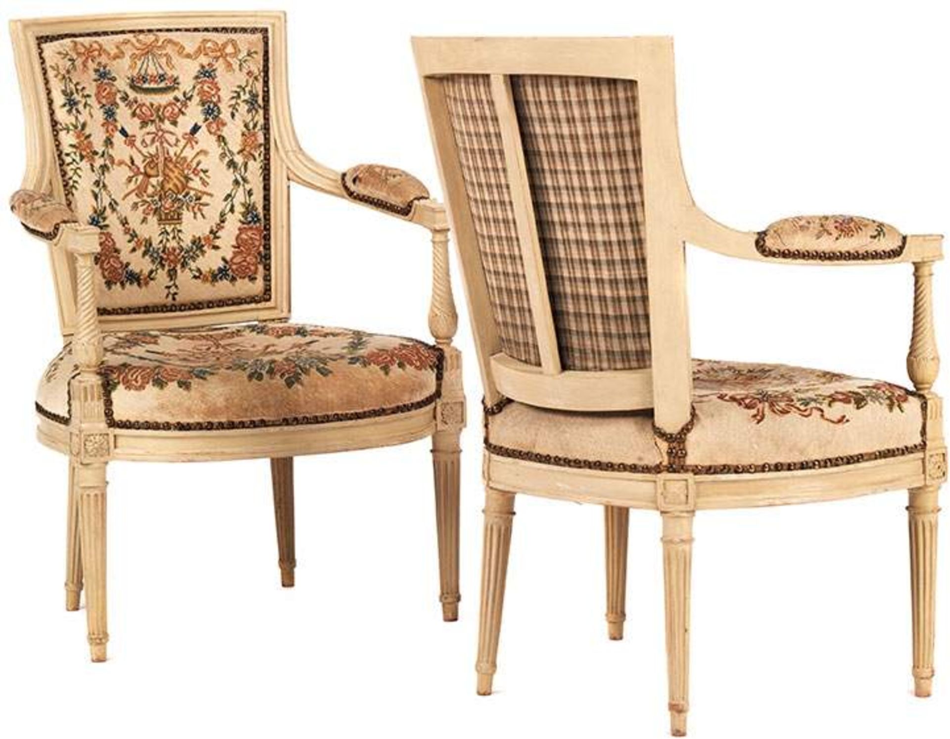 Pair of Louis XVI armchairs, signed ''M. Jullien''Height: 87.5 cm. Width: 75 cm. Depth: 48 cm. - Bild 2 aus 5