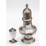 A Victorian silver sugar castor in the 1