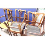 Three George III mahogany side chairs, a