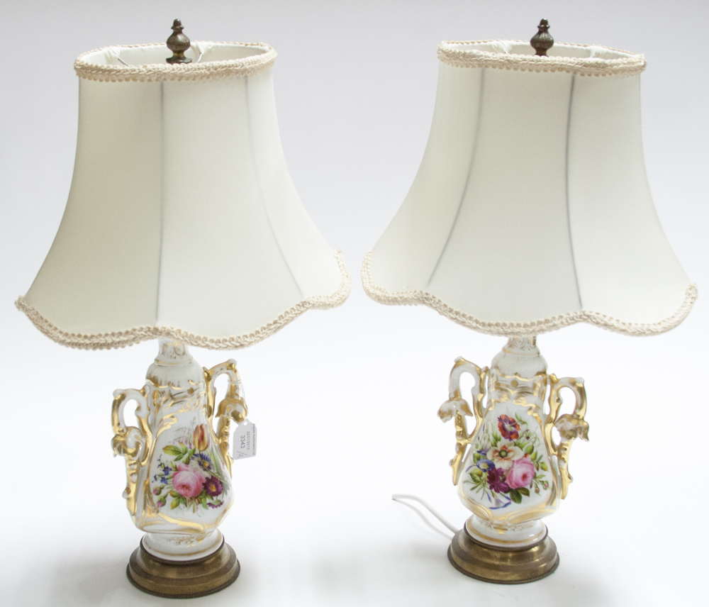 A pair of continental table lamps, paint