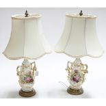 A pair of continental table lamps, paint