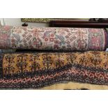 A woollen runner rug, Hamerdan, decorate