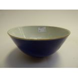 A Chinese blue enamelled rice bowl, with