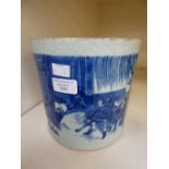 A Chinese large blue and white brush pot