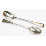 Two George III silver serving spoons, ha