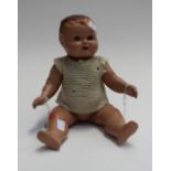 English composition doll, unmarked 14"