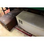 Three vintage suitcases and a Lloyd Loon