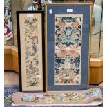 A Japanese framed silk, together with an