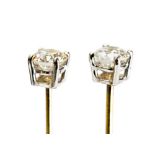 A pair of diamond stud earrings, set with round brilliant cut stones, approx 0.67ct total