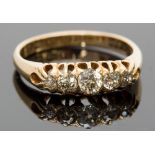 An 18ct gold and diamond ring, set with five graduated stones, ring size Q
