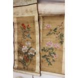 Chinese School 19th century, a set of four small hanging scrolls of birds and flowers emblematic of