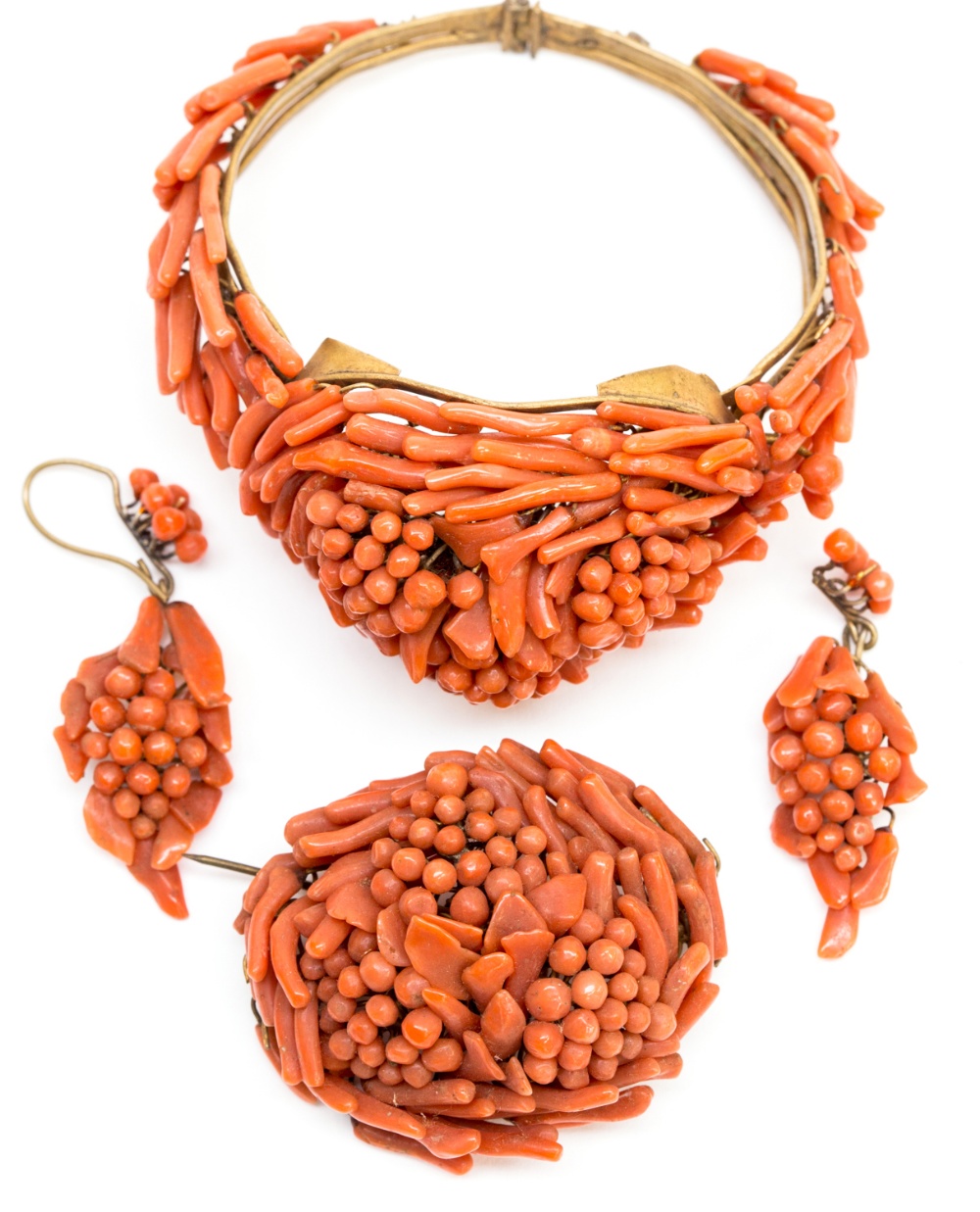 A 19th century demi-parure of coral, inc