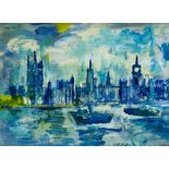 ISHERWOOD, J.LAWRENCE FRSA FIAL (BRITISH) (1917-1988), 'Houses of Parliament', oils on canvas