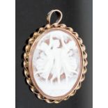 A 9ct gold cameo pendant, carved depicti