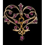 A Victorian style openwork brooch, set w