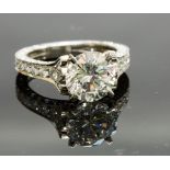 An impressive diamond solitaire ring, the central stone weighing 2.58cts, colour F, clarity VVS1,