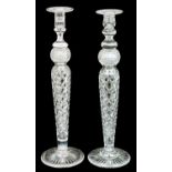 A pair of large cut glass candlestick, k