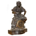 A 19th century figural bronze mantle clo