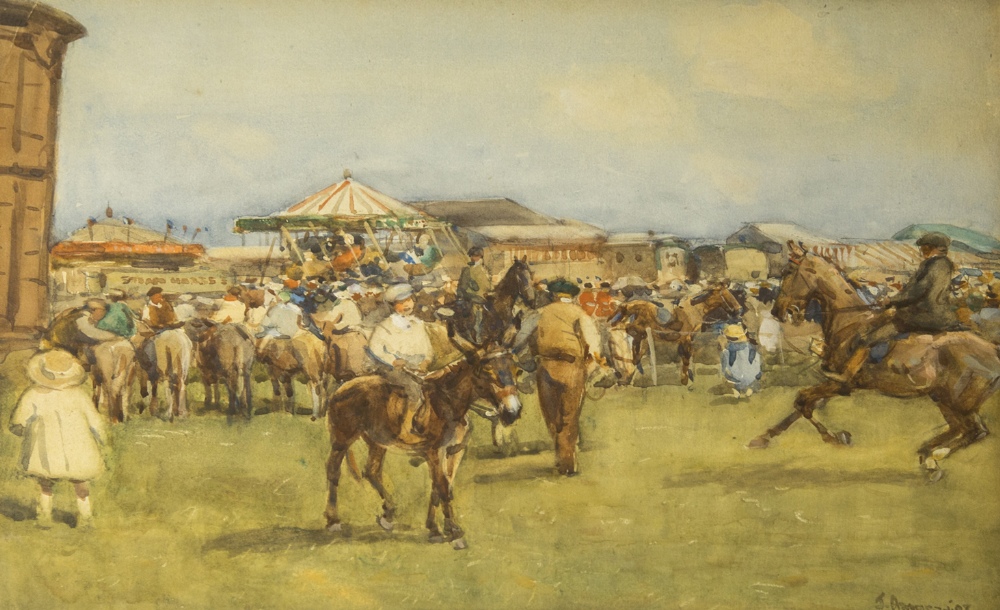 ATKINSON, JOHN (BRITISH) (1863 - 1924), At the Fairground, watercolour heightened, signed and dated