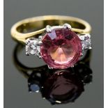 An 18ct gold, pink tourmaline and diamon