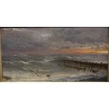 MILES, THOMAS ROSE (BRITISH) (FL.1869-1906), choppy seascape at dusk, oils on artists board, signed