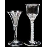 A large opaque twist wine glass, the double ogee bowl with everted rim on a multi series stem with