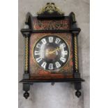 A Boulle work wall clock, the case with