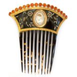 A Georgian tortoiseshell hair comb, set