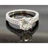 A platinum and diamond solitaire ring, the centre stone approx 1.50cts, colour H, clarity SI1,