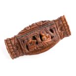 A French carved coquilla nut snuff box, native colonial style, late 18th/early 19th century, of