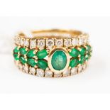 **RE-OFFER MAY - 250/300**An 18ct gold, emerald and diamond ring, approx 0.