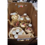 An Aynsley Orchard gold part coffee set, including coffee pot, coffee cans, sugar, cream,