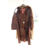 A calf swing fur coat with a squirrel collar, late 1940s Chinchilla fur coat (worn down sides)