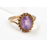 An amethyst and 9ct gold ring