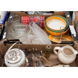 A trio of Shelley graduated bowls (af) and Shelley cake stand, Poole vase,