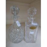 A pineapple shaped decanter and stopper and a Whisky decanter lead crystal, circa 1945