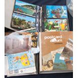 A collection of four post card albums, with assorted loose post cards, many dating from 1960s, with