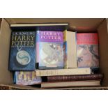 Two boxes of books including Harry Potter,