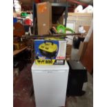 A quantity of items including a Hotpoint 'Iced Diamond' freezer and a collection of garden tools,