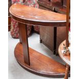 A 19th century mahogany two-tier demi-lune table