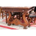 A Bulgarian dining table and six chairs,