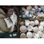 Three boxes of ceramics including assorted Royal Crown Derby plates (2nds), Royal Worcester Eresham,