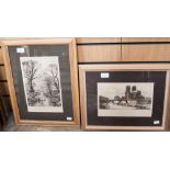 Three framed etchings - A Middlesex Lane - Frederick Slocombe 'Vision of St Helena' by C.W.