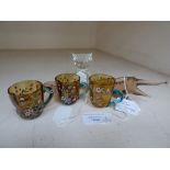 Venetian and Murano glass to include a 'Crocodile' three enamelled small wine cups and a clear