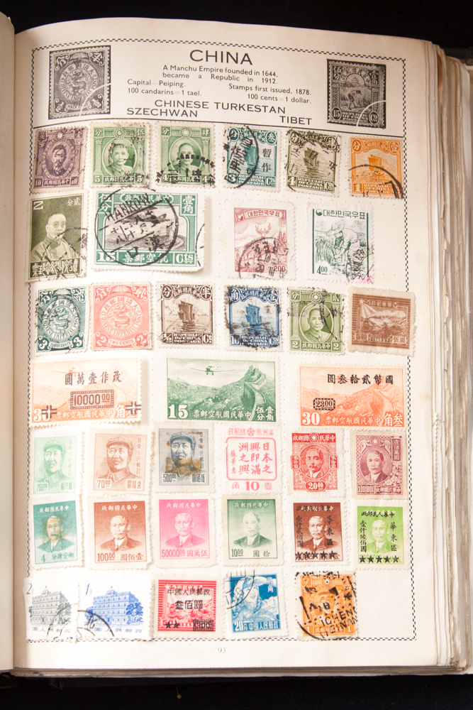 A stamp album with international collection