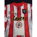 A Sheffield United signed football shirt, and a signed card (2)