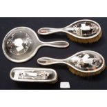 An Edwardian George V silver and tortoiseshell dressing table set, Neoclassical set (4)